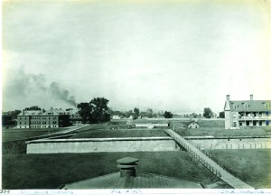 Ft Wayne Star Fort & barracks from Hospital upper floor circa 1903-1909