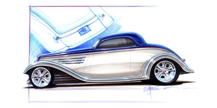 1933 Ford Coupe by Chip Foose featuring Glasurit® 90 Line custom blue and silver two-tone paint will be unveiled in the BASF SEMA booth Wednesday at 9 a.m.