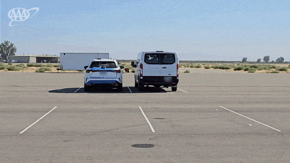 AAA crash test - Lexus backing up and colliding with a test vehicle